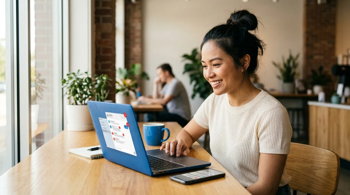 Business owner managing customer conversations